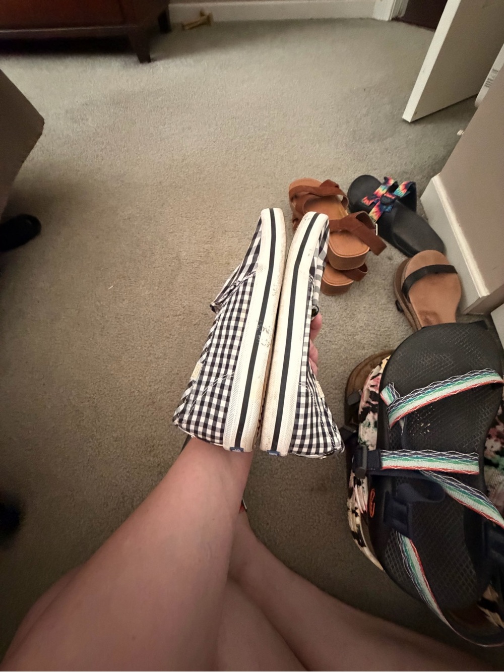 Keds Black and White Gingham Slip-On Sneakers - Picture 4 of 6